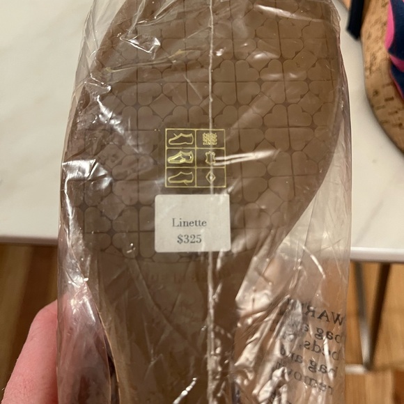 LK Bennett Linette Navy and Pink Patterned Wedge Sandals - Picture 8 of 10